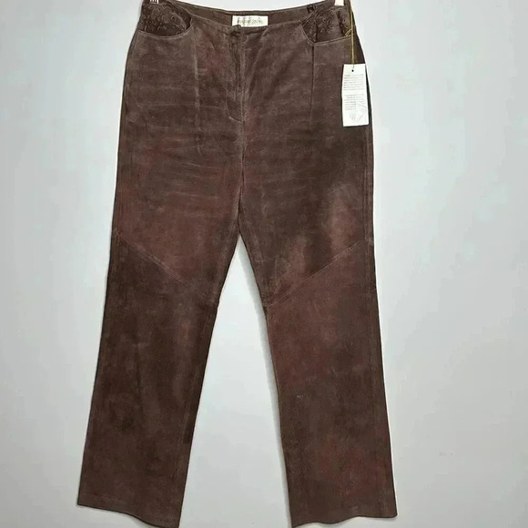 Margaret Godfrey Brown Genuine Leather Pants - Picture 2 of 14